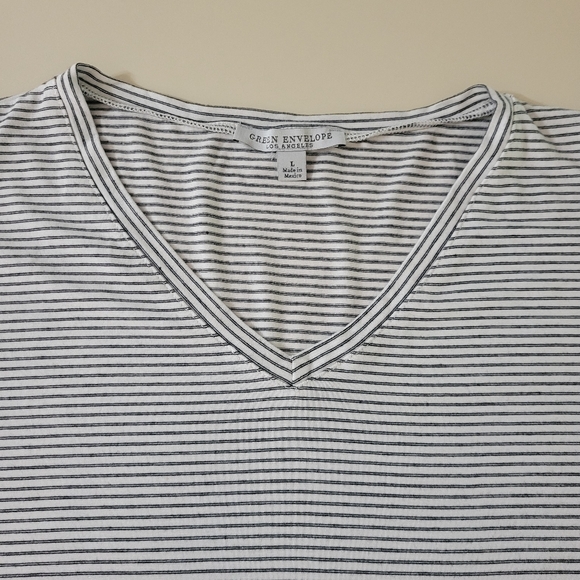 Green Envelope V-neck Short-Sleeve Black Stripe Pullover Tee - Picture 6 of 11